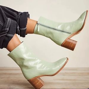 Intentionally Blank Happy Heel Boots In Sage Green
